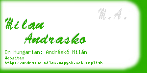 milan andrasko business card